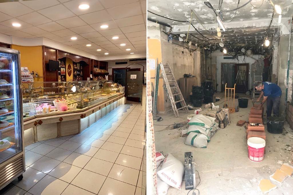 Imagen cortesía de Monplá, en el que se ve el inicio de las obras de su local.